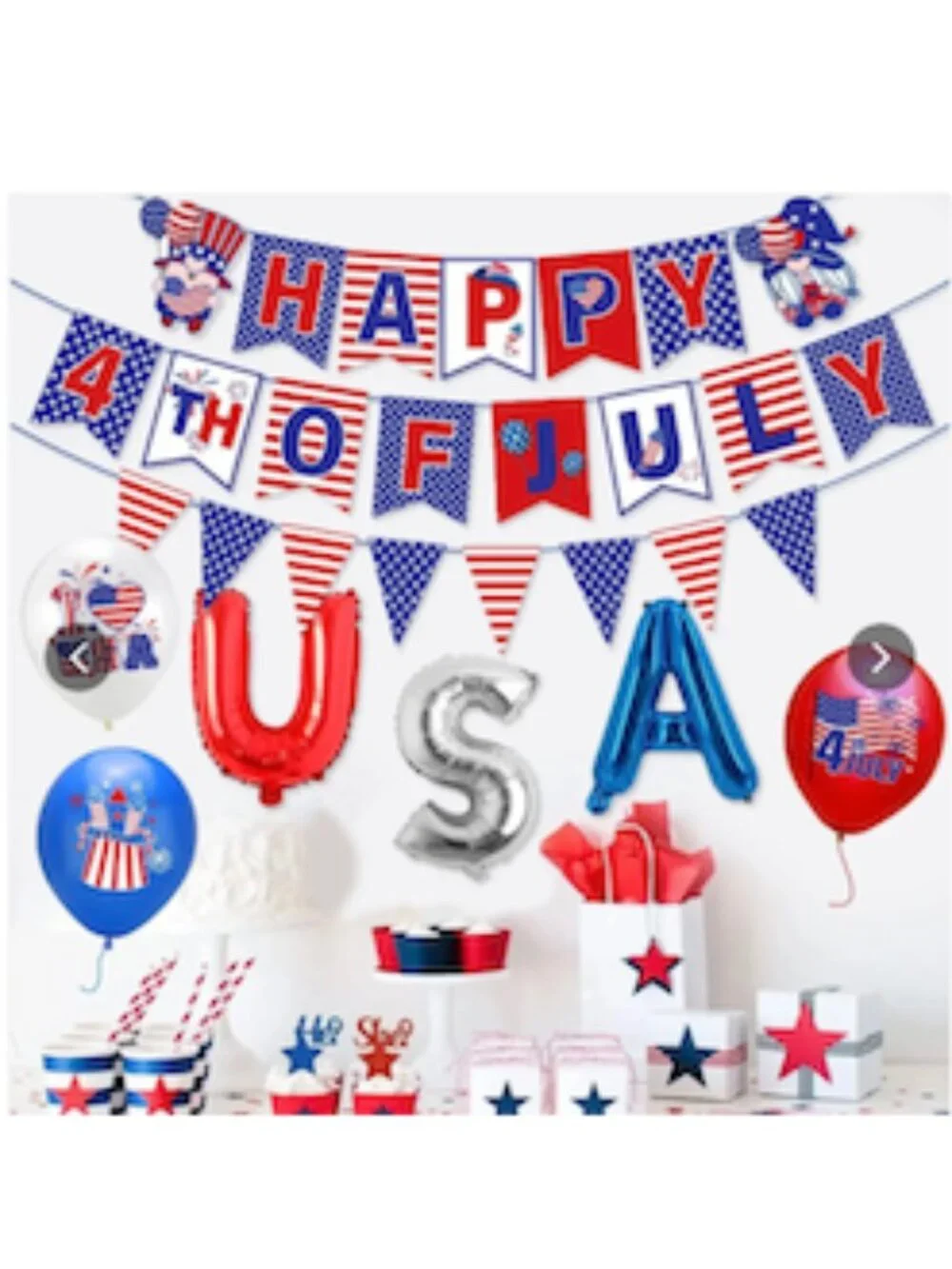 America 250 Patriotic Balloons Banner Red White Blue 4th Of July Decor NIP 🇺🇸
